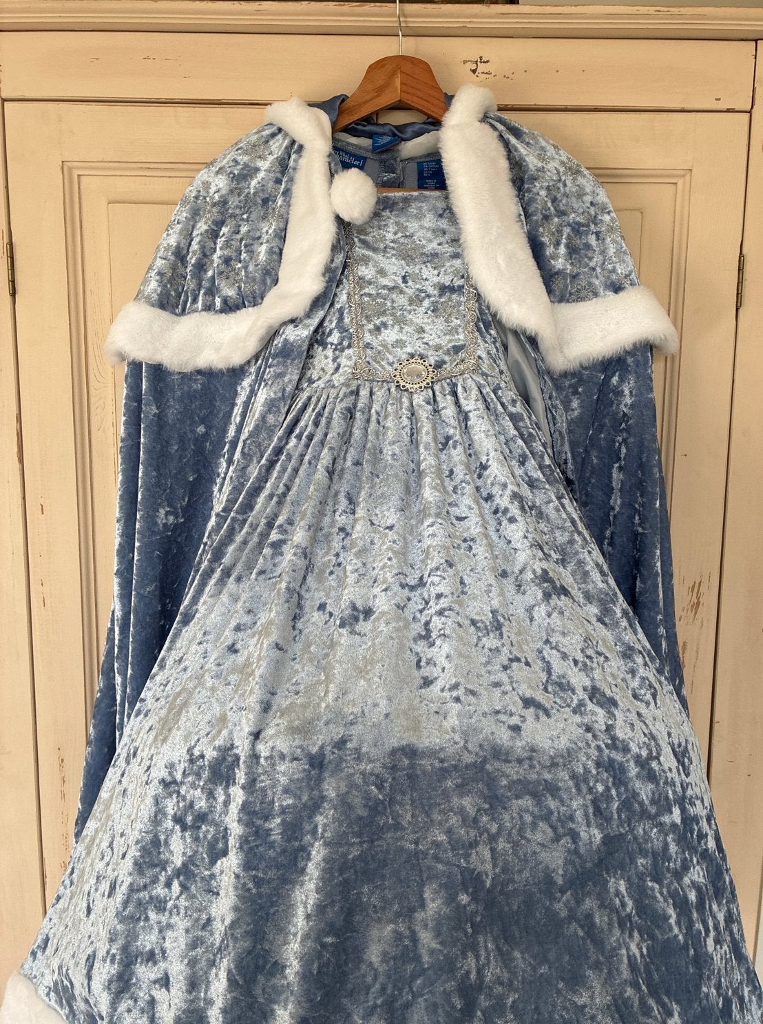 (Frozen) Prinsessenjurk met cape - Blauw fluweel, maat 116, Ophalen of Verzenden, Zo goed als nieuw, 110 t/m 116, Meisje