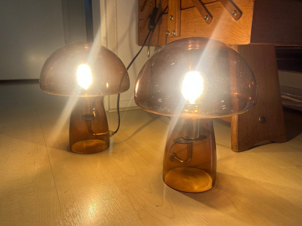 Paddenstoel Lampen x2 - setje, E14 (klein), Ophalen of Verzenden, Zo goed als nieuw, Retro, paddenstoel, sfeer