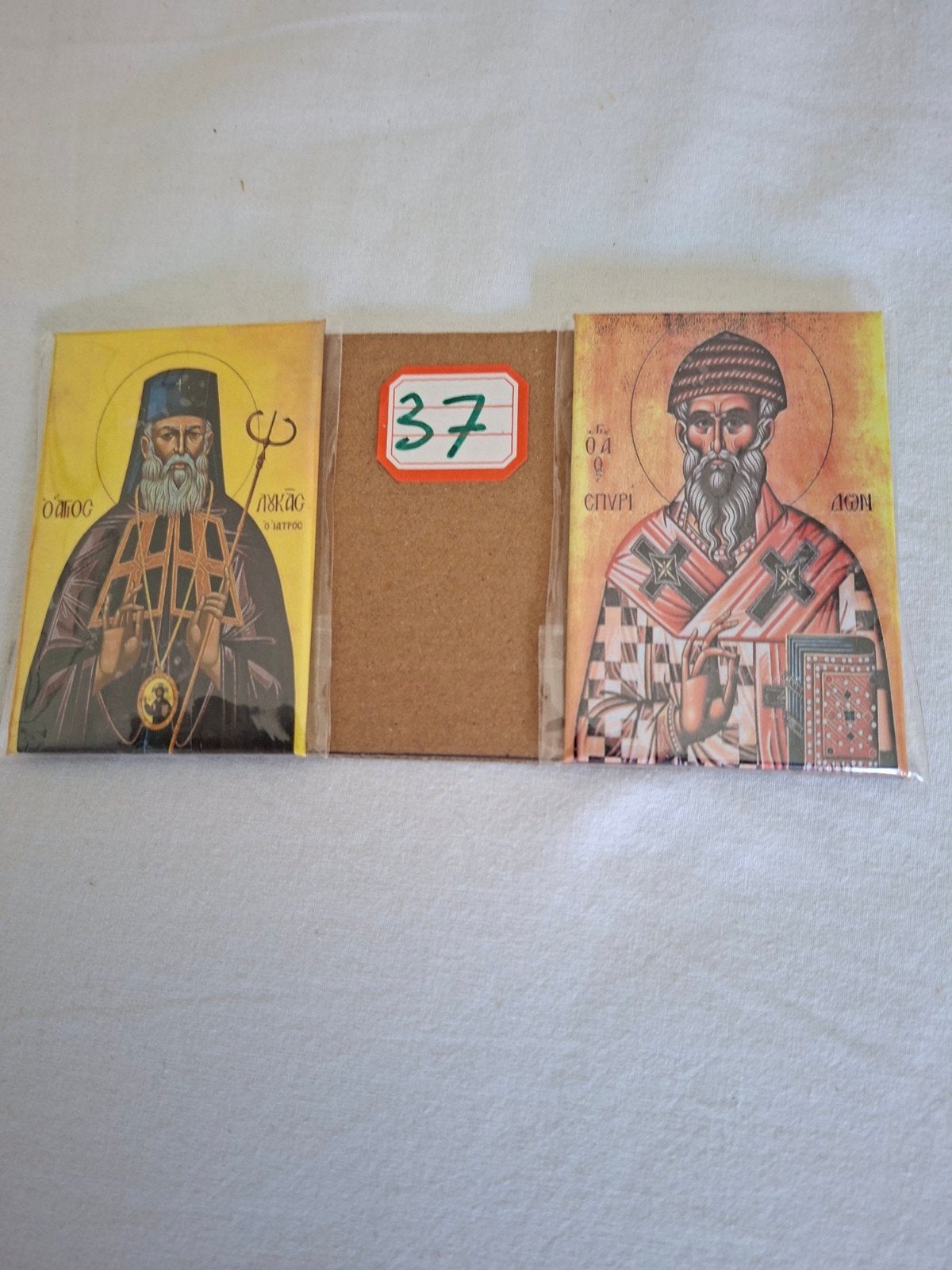 Set van 2 religieuze iconen - Grieks-orthodoxe stijl, Antiek en Kunst, Antiek | Religie, Ophalen of Verzenden