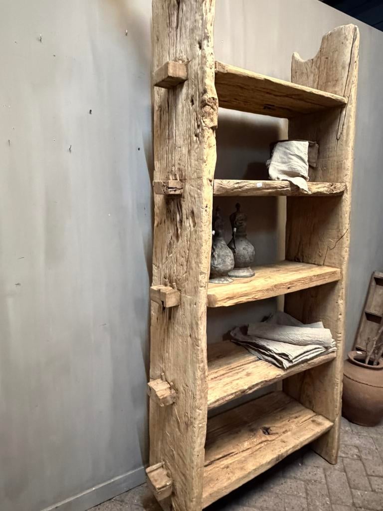 Robuuste Elmwood schappenkast oud hout stoer sober landelijk, Huis en Inrichting, Ophalen, Nieuw, Nvt, Nvt