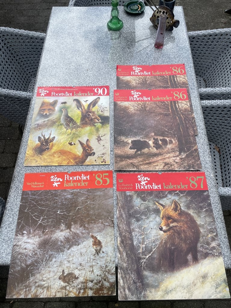 5 kalenders Rien Poortvliet, Ophalen of Verzenden, Maandkalender, Gebruikt