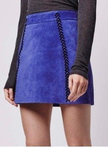 Stitch suede skirt (TOPSHOP), Blauw, Topshop, Ophalen of Verzenden, Zo goed als nieuw