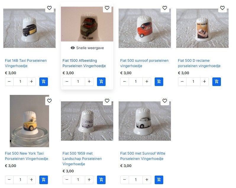 7x Fiat porselein vingerhoed vingerhoedjes, Verzamelen, Ophalen of Verzenden, Nieuw, Porselein, Nederland