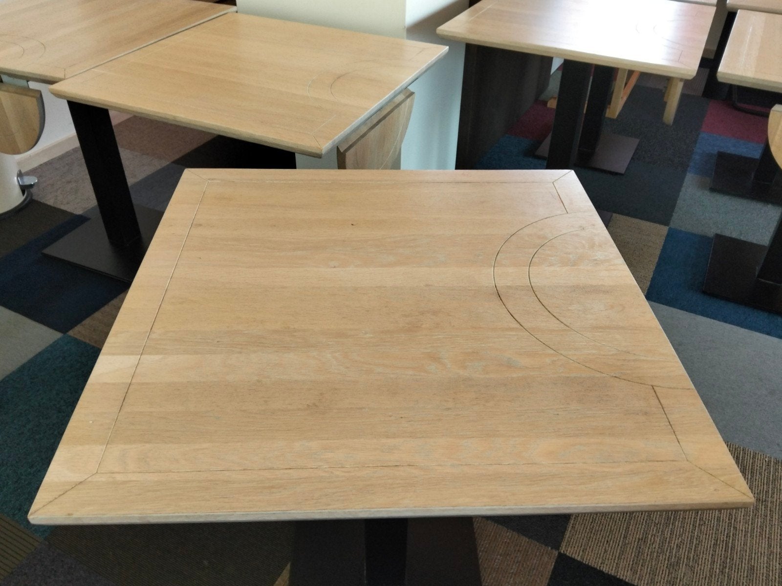 Houten vierkante klaptafel met metalen onderstel, Overige houtsoorten, Gebruikt, 50 tot 100 cm, Vierkant