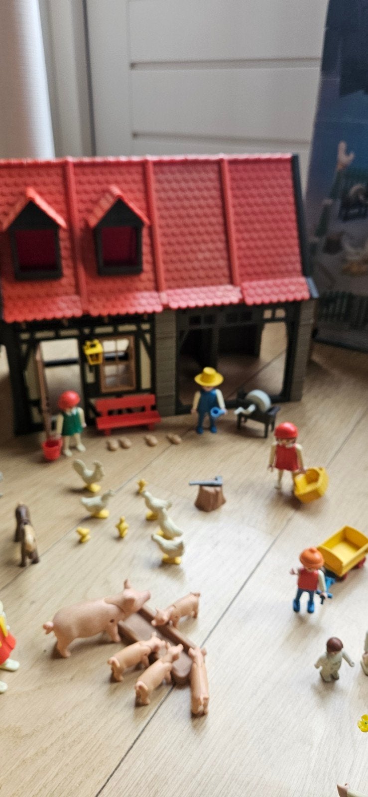Grote partij vintage Playmobil: boerderij, Esso station, Ophalen, Gebruikt, Gebouw, Complete set