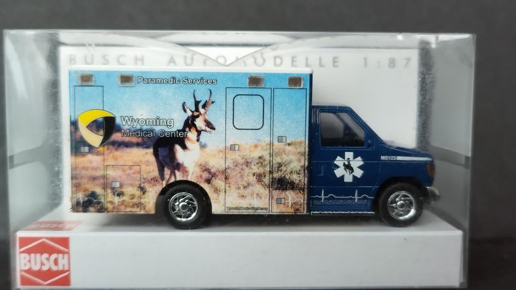 Ford E 350 Ambulance Antilope Wyoming 1:87 Busch Pol, Overige merken, Busch Gmbh, Auto, Verzenden