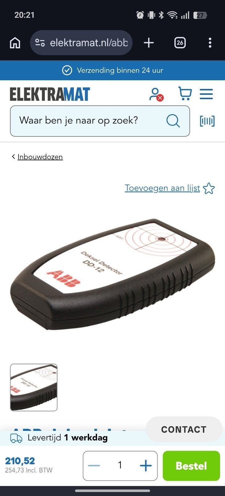ABB Deksel Detector DD-12 RFID Detector Hafobox, Verzenden, Nieuw, Overige typen