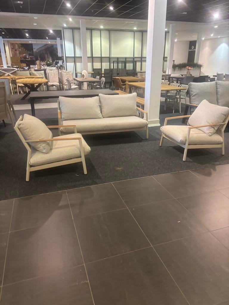 Moderne aluminium loungeset met touwdetails, Tuin en Terras, Tuinsets en Loungesets, 4 zitplaatsen, Ophalen of Verzenden, Loungeset