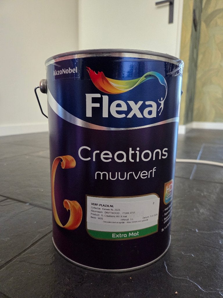 Flexa Creations muurverf 5L - Driftwood van Karwei, Ophalen, 5 tot 10 liter, Beige, Nieuw