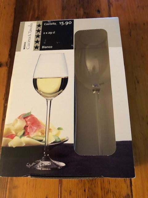 2 nieuw in doos Castello witte wijnglazen, Ophalen of Verzenden, Nieuw, Glas