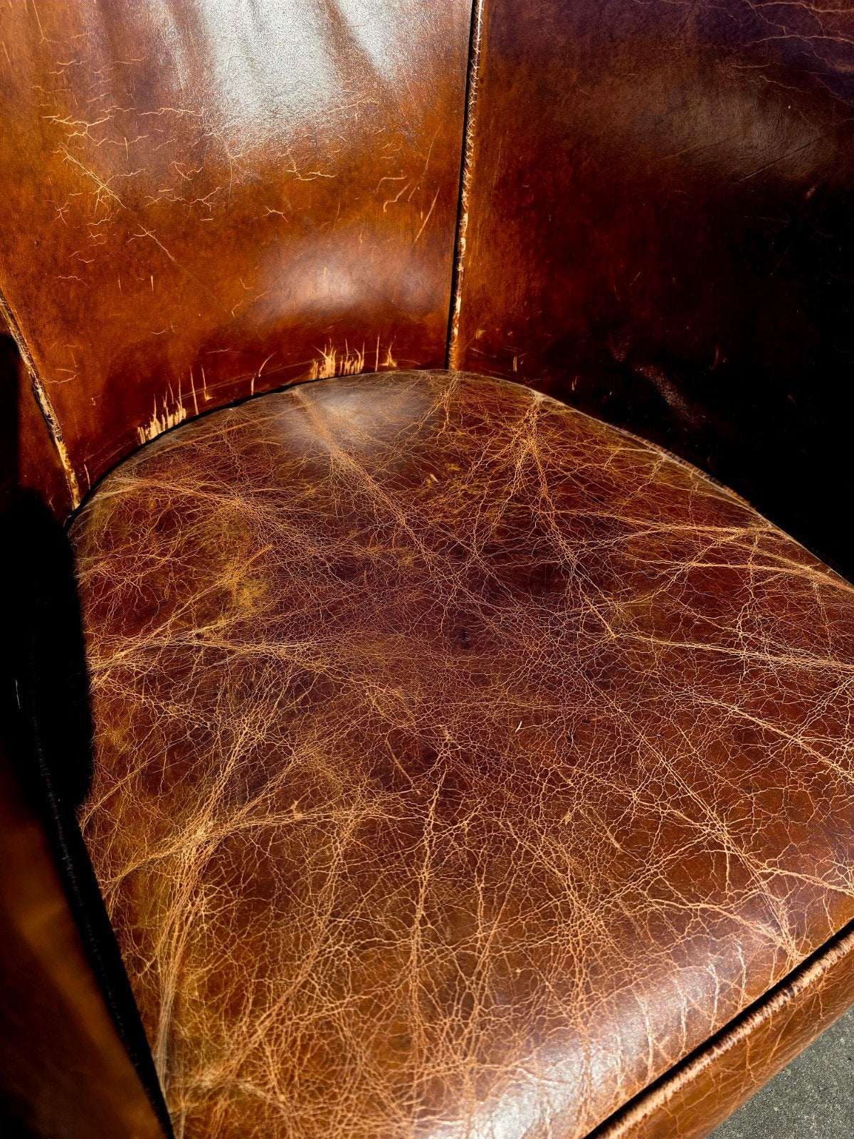 Chesterfield club fauteuil sigaar bruin leer + BEZORGING, Gebruikt, ., Chesterfield, Ophalen of Verzenden