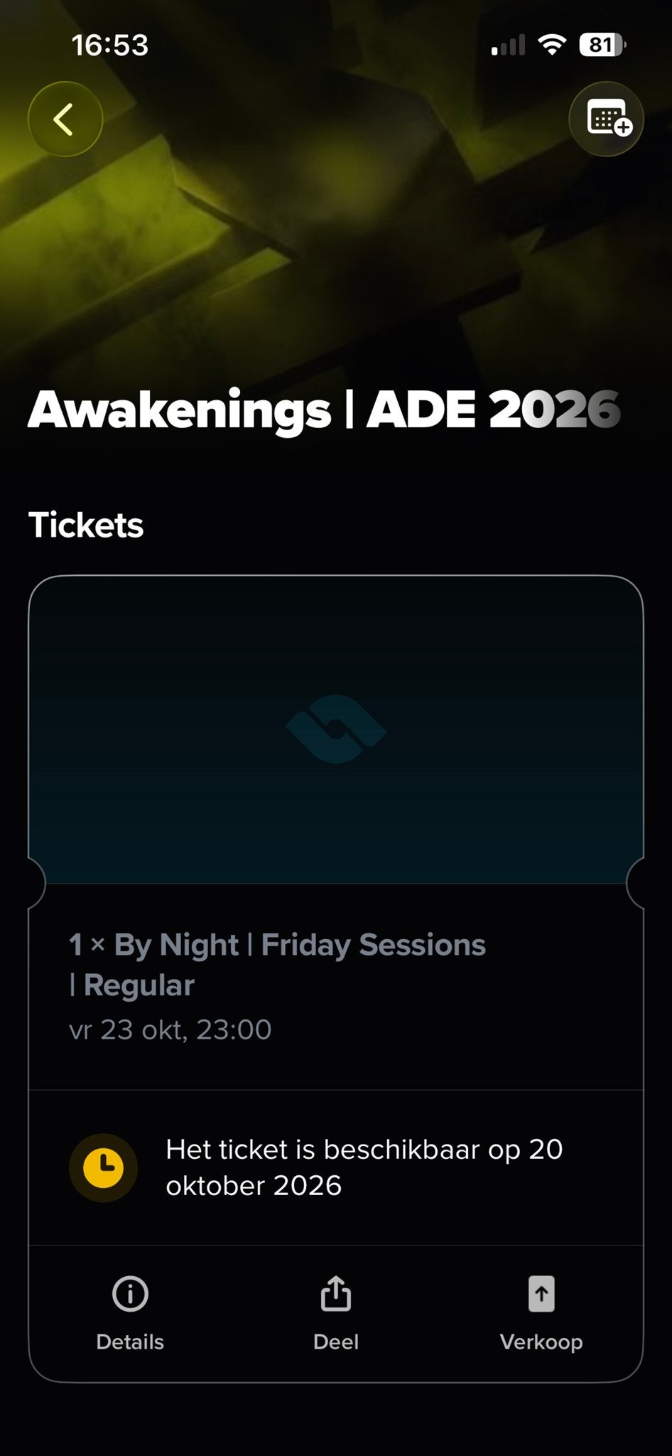 Ticket Awakanings ADE, Eén persoon