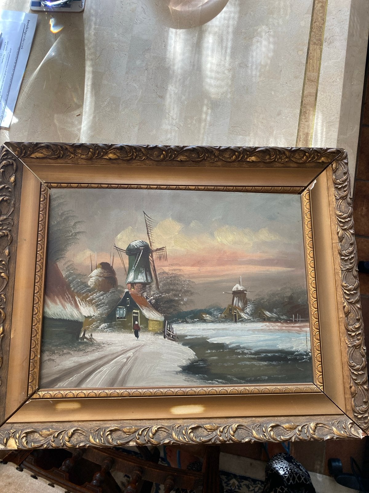 Klassiek Hollands winterlandschap met molens, Antiek en Kunst, Kunst | Schilderijen | Klassiek, Doek, Ophalen of Verzenden, Olieverf