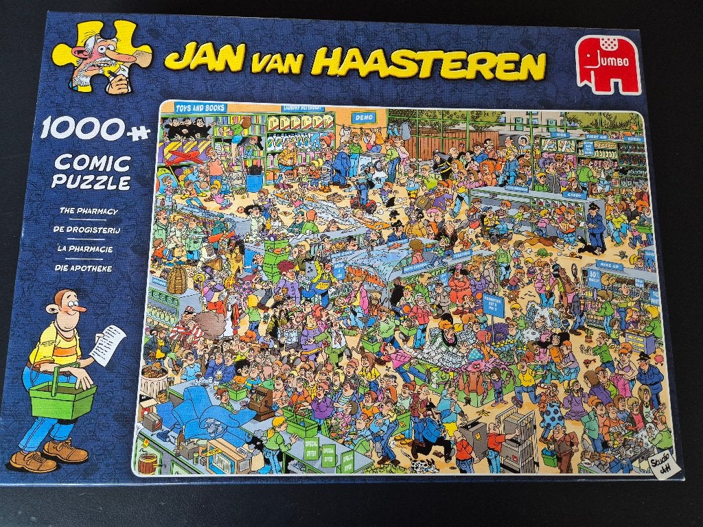 Puzzel Jan van Haasteren De drogisterij 1000, Ophalen of Verzenden, 500 t/m 1500 stukjes, Zo goed als nieuw, Legpuzzel