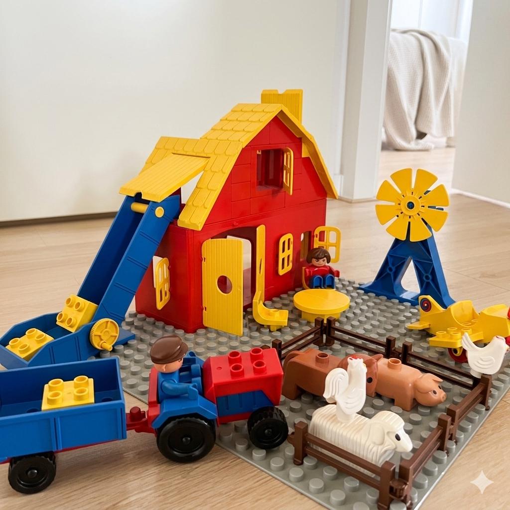 Lego Duplo Boerderij Set Jaren '80/'90 met Dieren en Tractor, Ophalen of Verzenden, Gebruikt