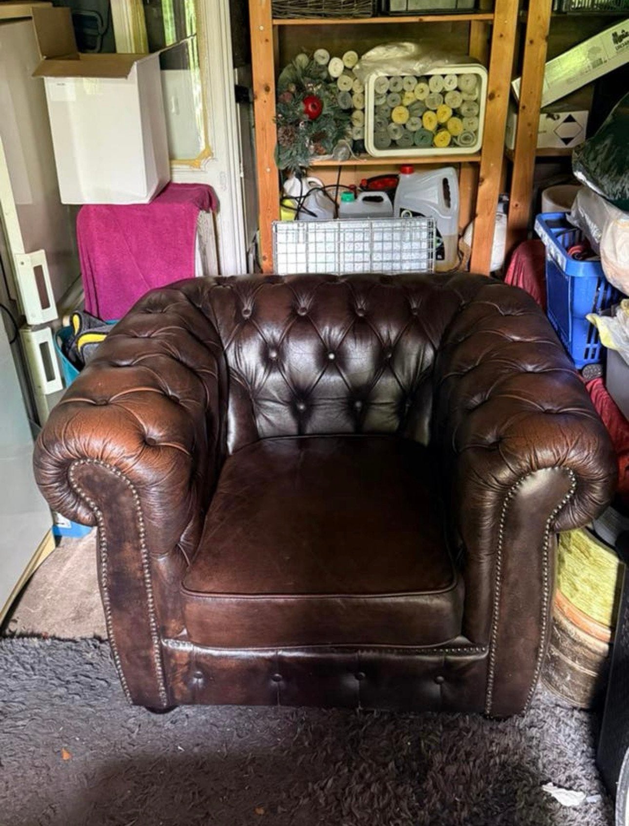 Chesterfield fauteuil., Ophalen, Gebruikt, Minder dan 75 cm, 75 tot 100 cm