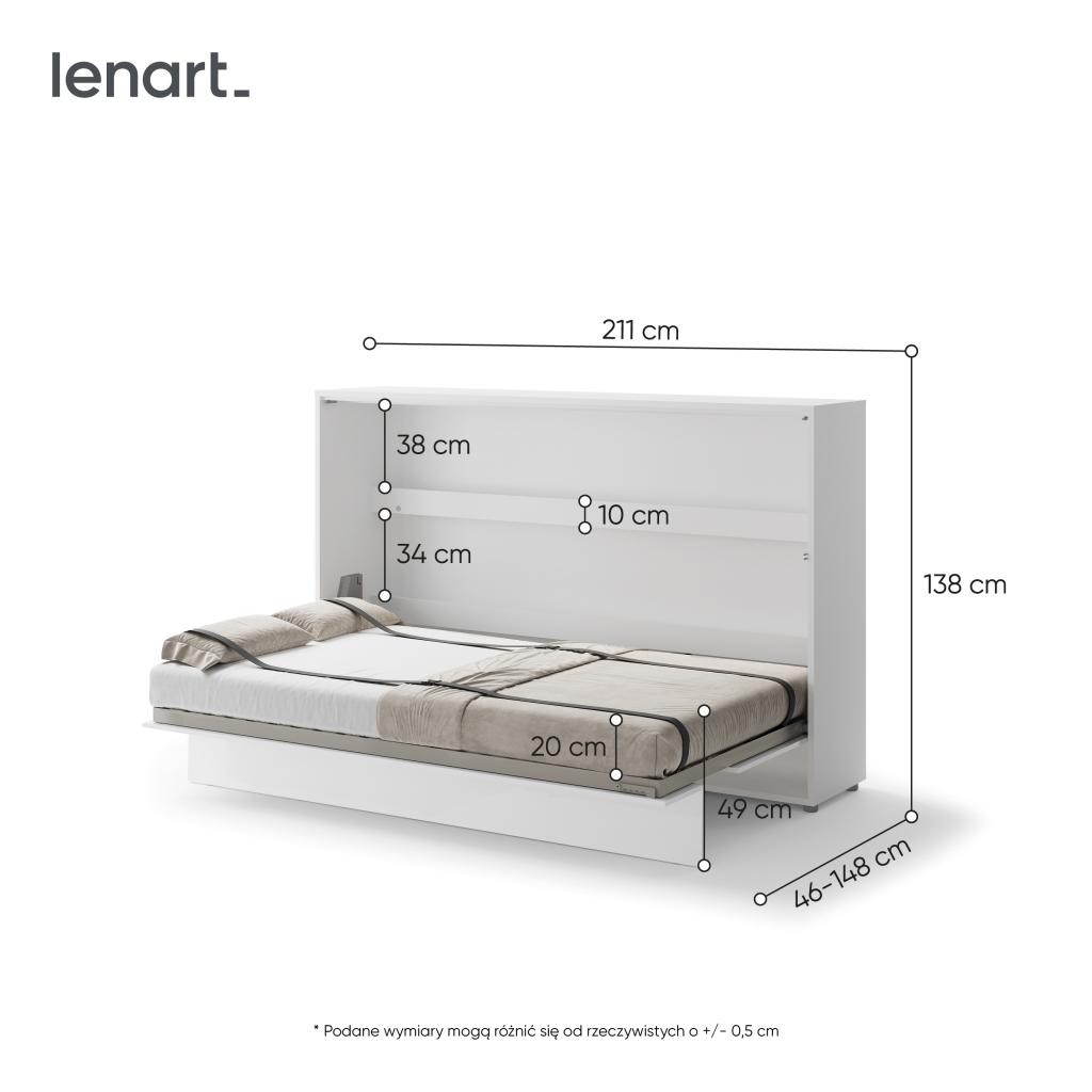 Concept opklapbed horizontaal - 120x200 - Wit, Niet ingevuld, Niet ingevuld, Niet ingevuld