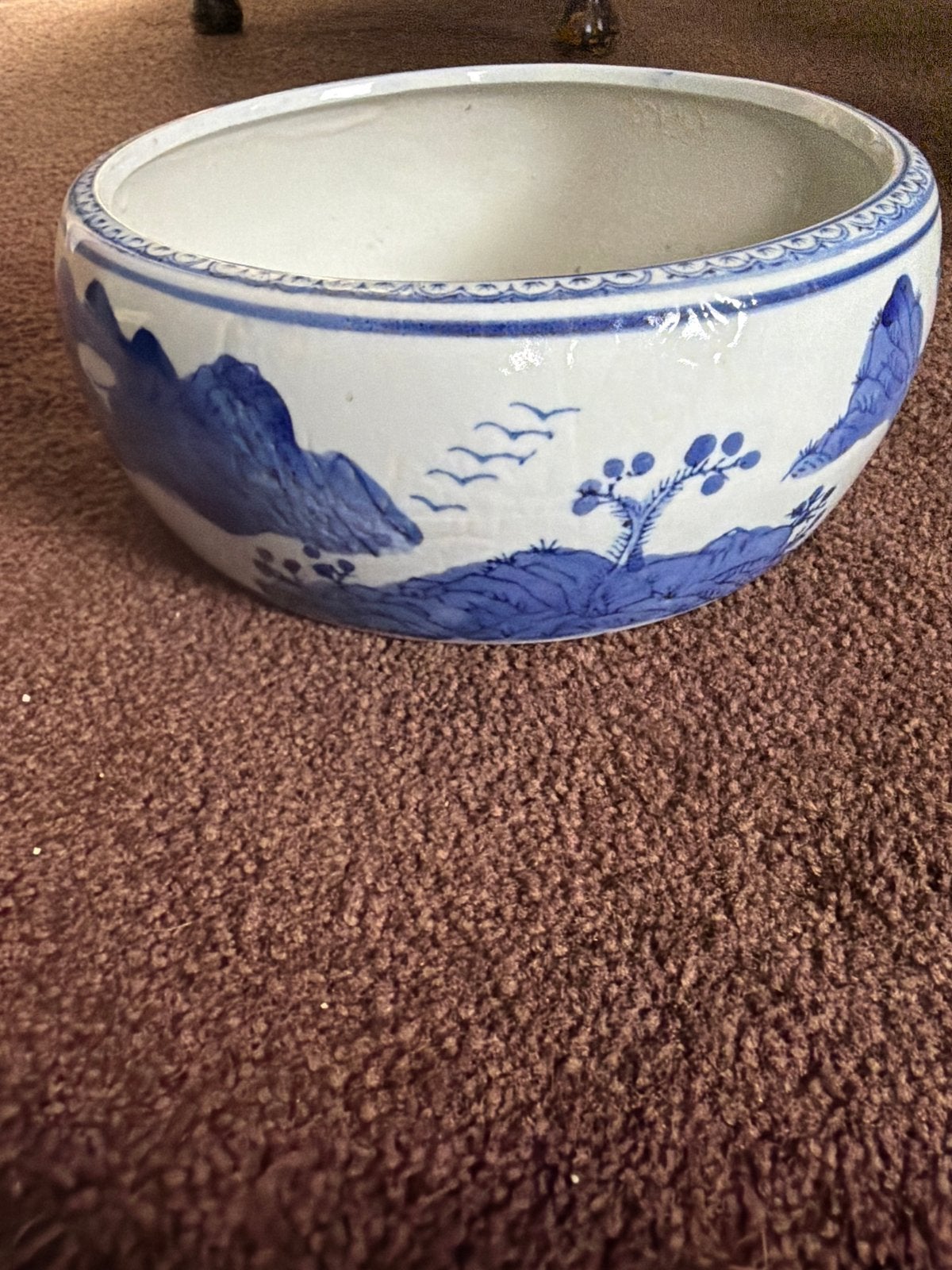 Chinese Porseleinen Kom met Blauw-Wit Landschap, Ophalen