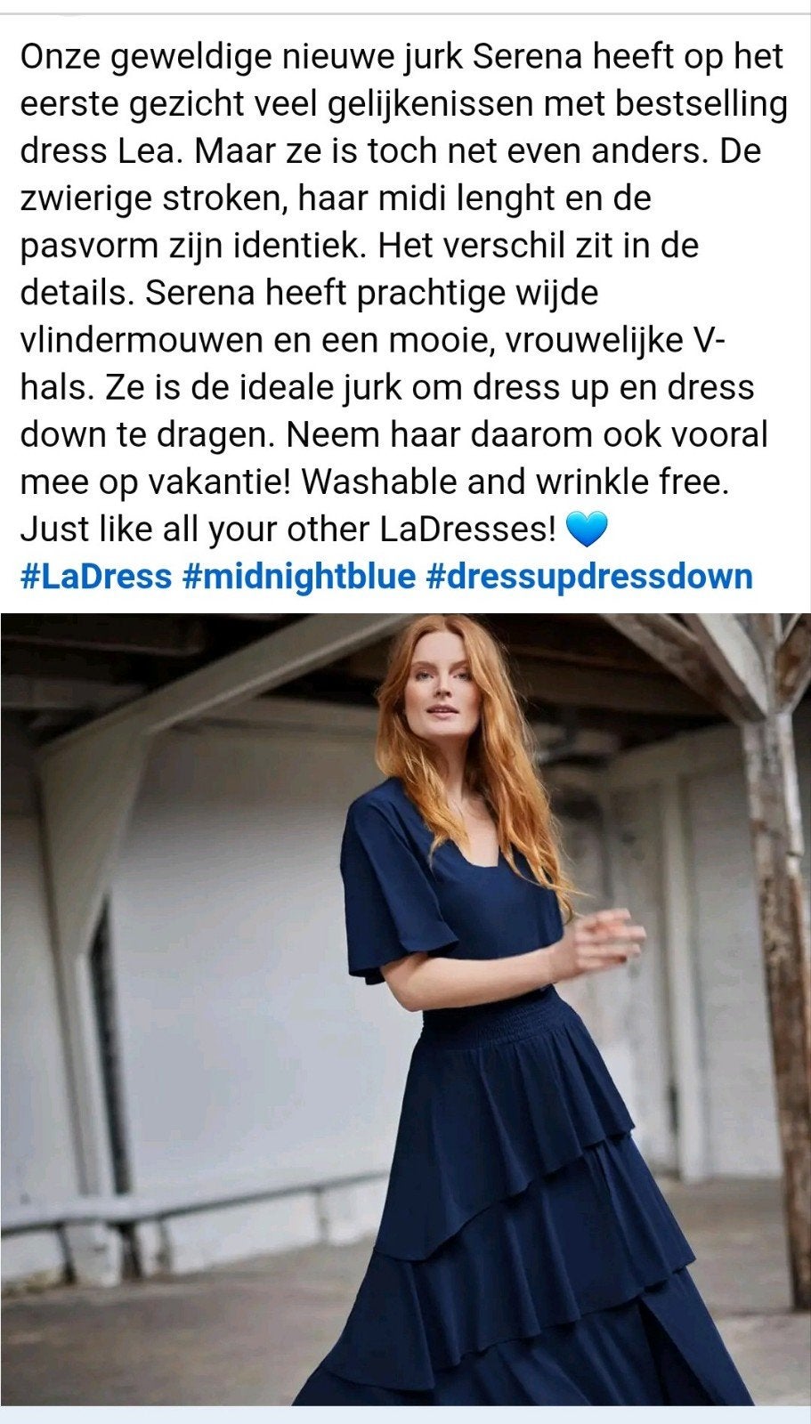 Prachtige jurk Serena/Lea mt s m blauw ladress la dress, Zo goed als nieuw, Maat 36 (S), LaDress, Onder de knie