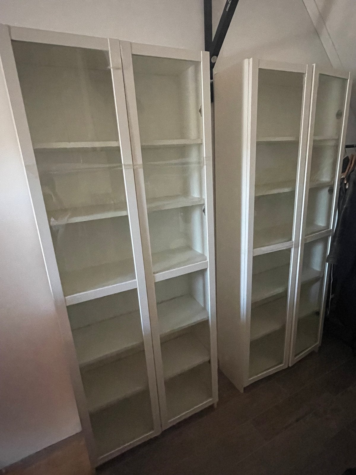 2x Ikea Billy boekenkast wit met glazen deuren en softclose, Ophalen, Gebruikt, 200 cm of meer, 50 tot 100 cm