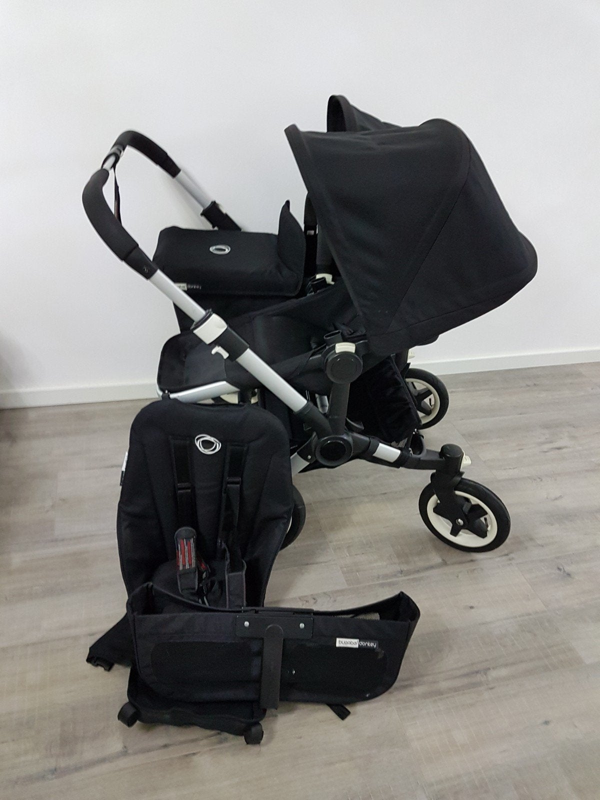 Donkey bugaboo duo of tweeling kinderwagen zwart kleur, Ophalen, Zo goed als nieuw, Bugaboo