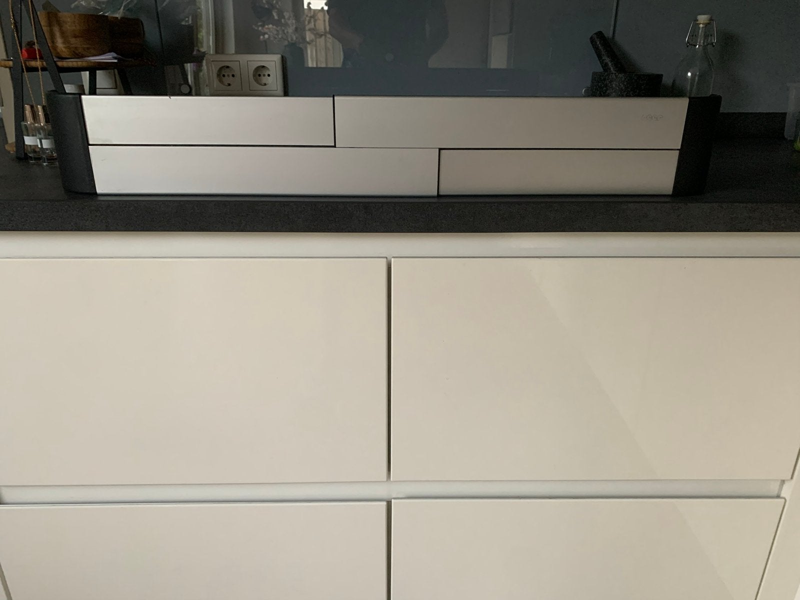 Reer DesignLine Fornuisbeschermer - Zilver/Wit, Ophalen of Verzenden, Zo goed als nieuw