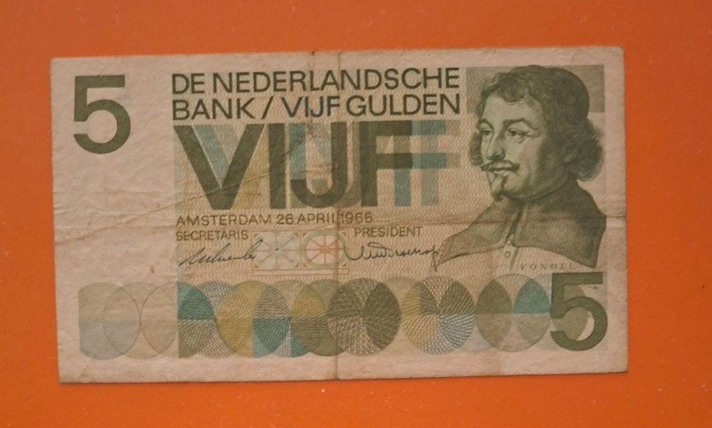 Biljet 5 gld.1966 Vondel, 2e X-serie (XG-XM) cat. PL22.c2, Verzenden, 5 gulden, Los biljet