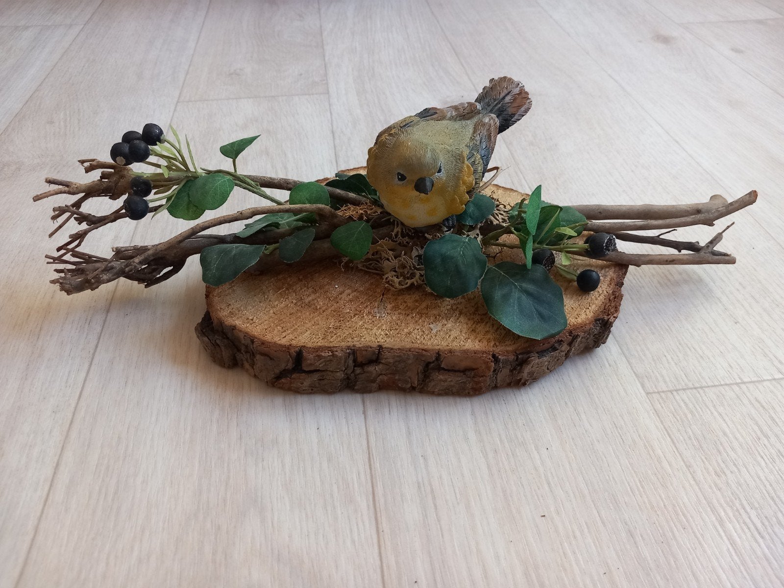 Vogeltje op boomstam, decoratie/kunst, Hout, Ophalen of Verzenden, Bruin, Landelijk