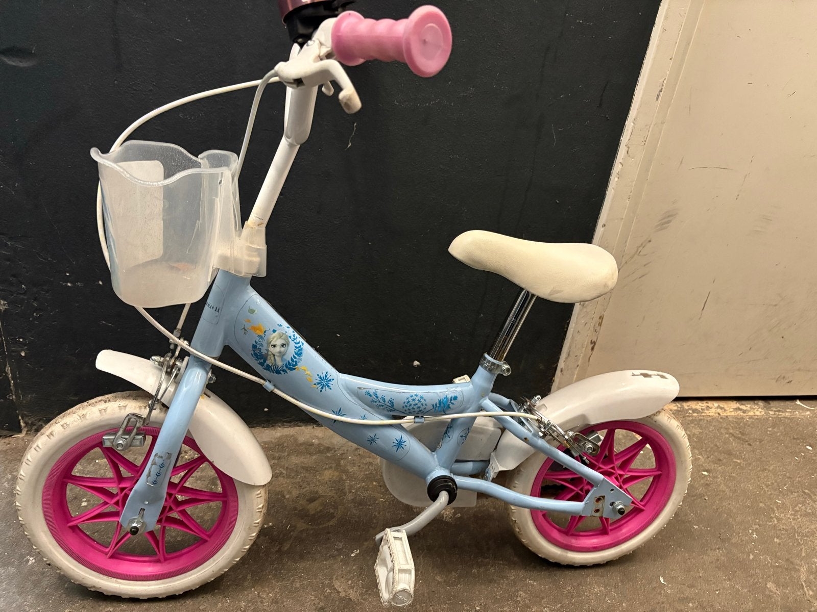 Kinderfiets Frozen 12 inch, Zijwieltjes, Gebruikt, Velgrem, Ophalen of Verzenden