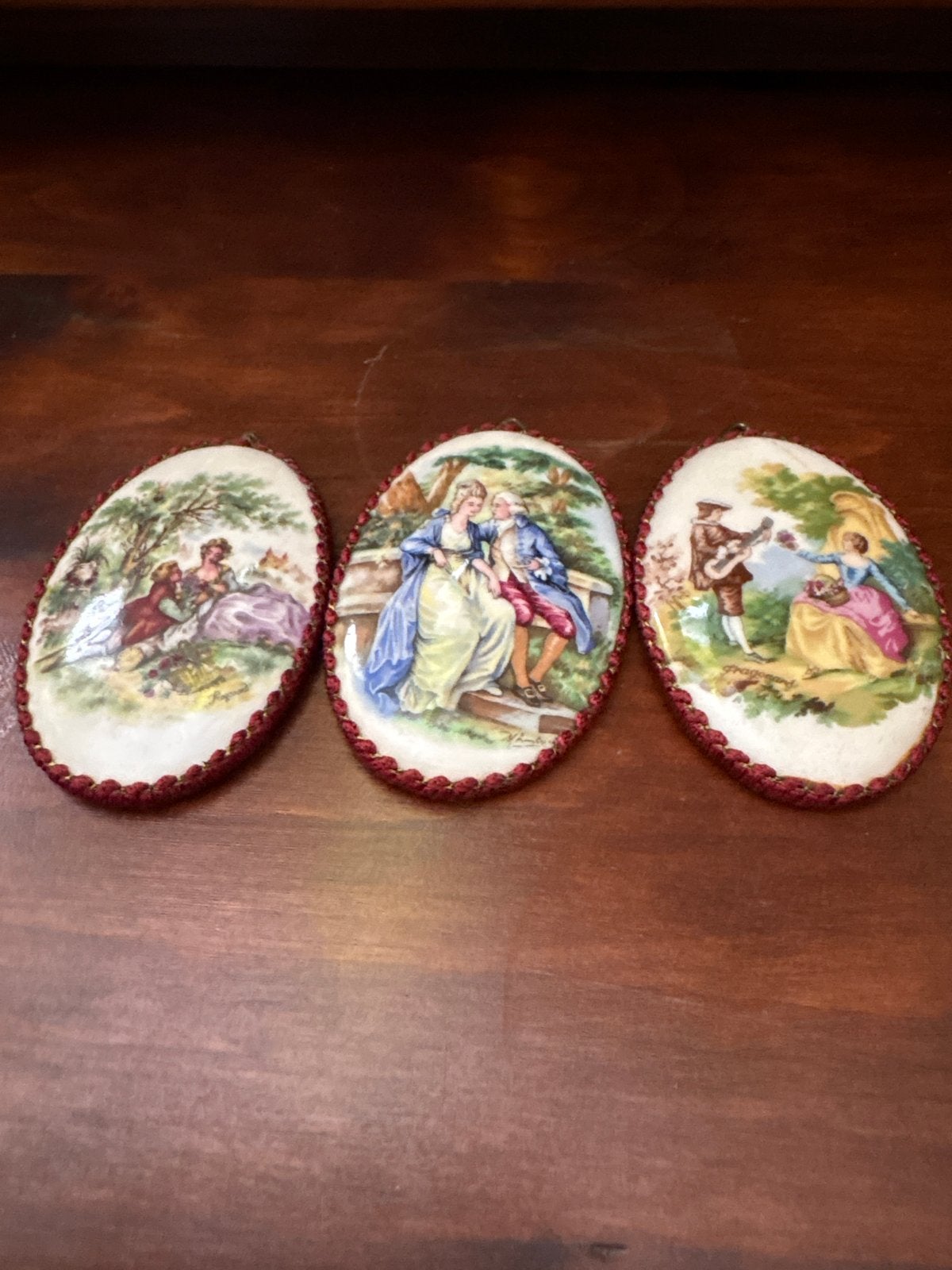 Set van 3 antieke porseleinen miniaturen, Fragonard stijl, Ophalen of Verzenden