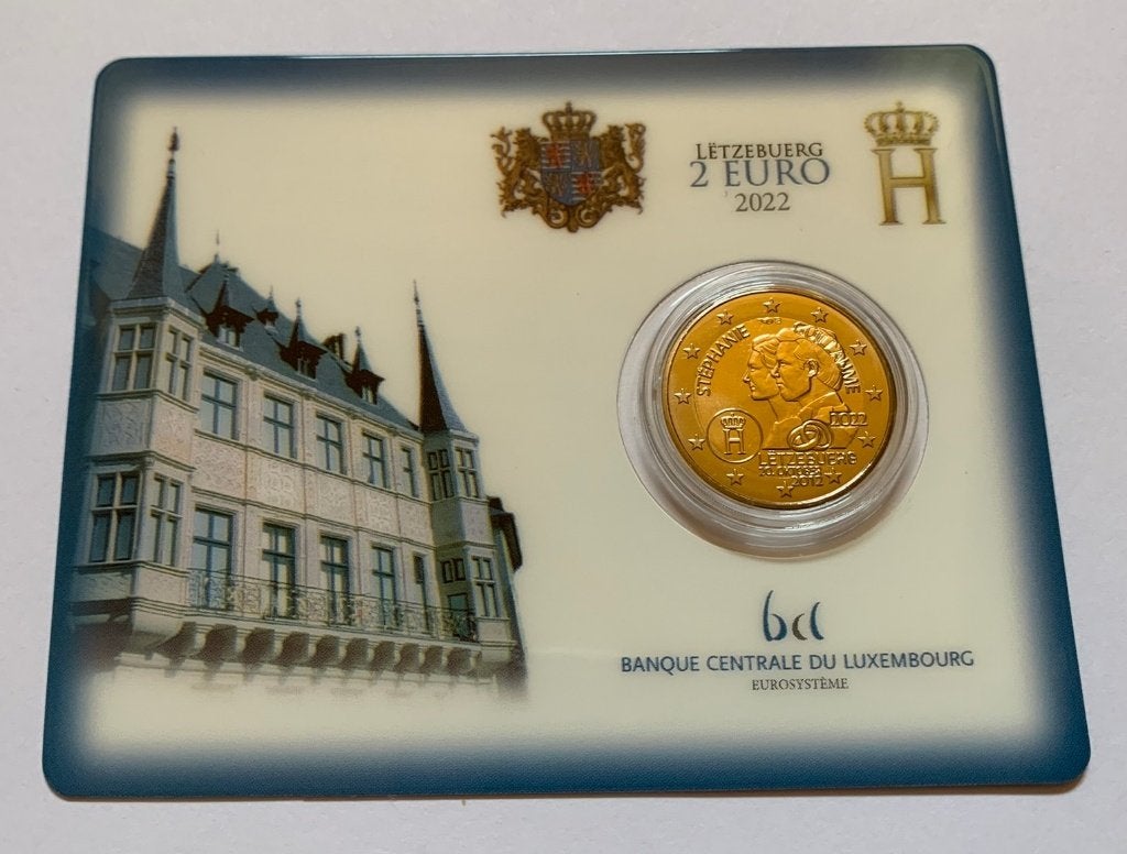 2 Euro Luxemburg 2022 BU coincard (Huwelijk) met muntteken, Postzegels en Munten, Munten | Europa | Euromunten, Verzenden, Luxemburg