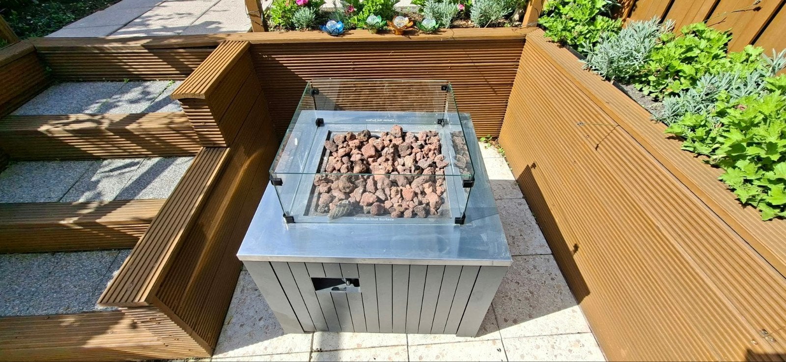 Cozy Living Gashaard/Vuurtafel 80x80 cm met wieltjes, Ophalen, Zo goed als nieuw