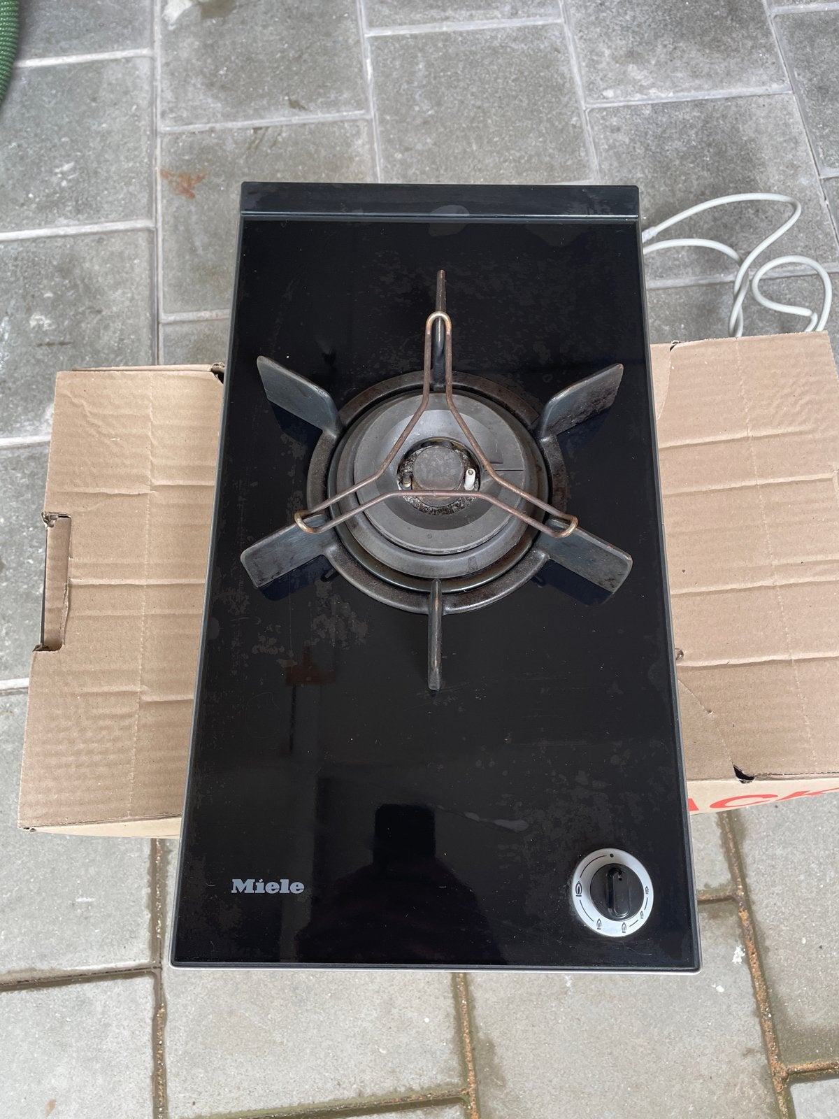 Miele KM 408 Gas Kookplaat - 1 Pit - Zwart, Witgoed en Apparatuur, Kookplaten, Gebruikt, 3 kookzones of minder, Ophalen of Verzenden