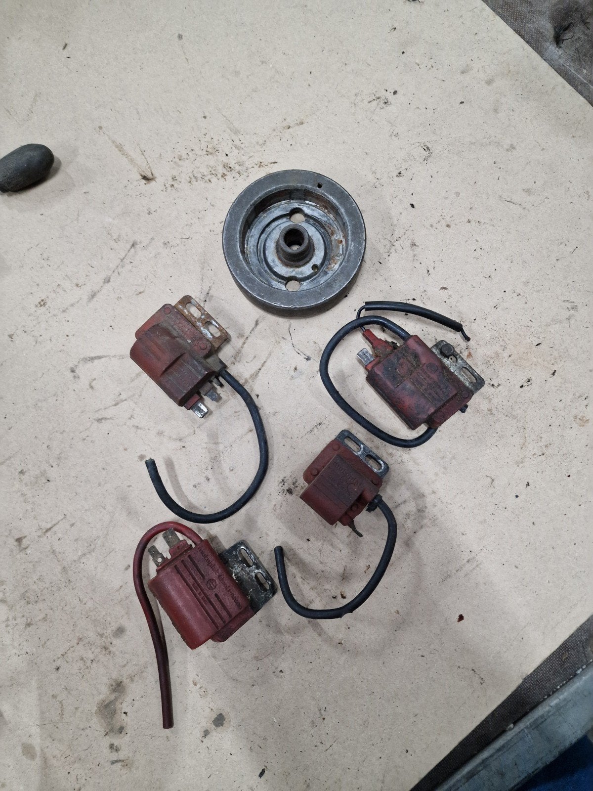 Hercules DKW Motoplat bobines en vliegwiel Sachs., Fietsen en Brommers, Ophalen of Verzenden, Gebruikt, Blok, Overige merken