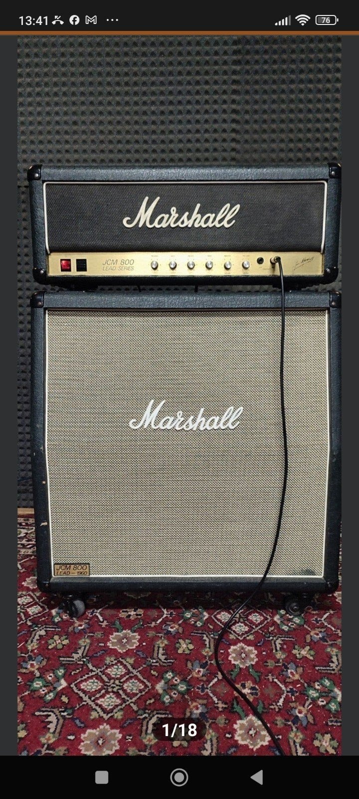 Marshall JCM 800 2204 50 watt head/1984+Vintage 4x12/G1265's, Muziek en Instrumenten, Ophalen, Gebruikt, Gitaar, 50 tot 100 watt