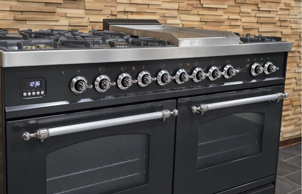 Luxe Fornuis Boretti 120cm antraciet rvs 2 300 ovens, Niet ingevuld, Niet ingevuld, Ophalen of Verzenden, Zo goed als nieuw