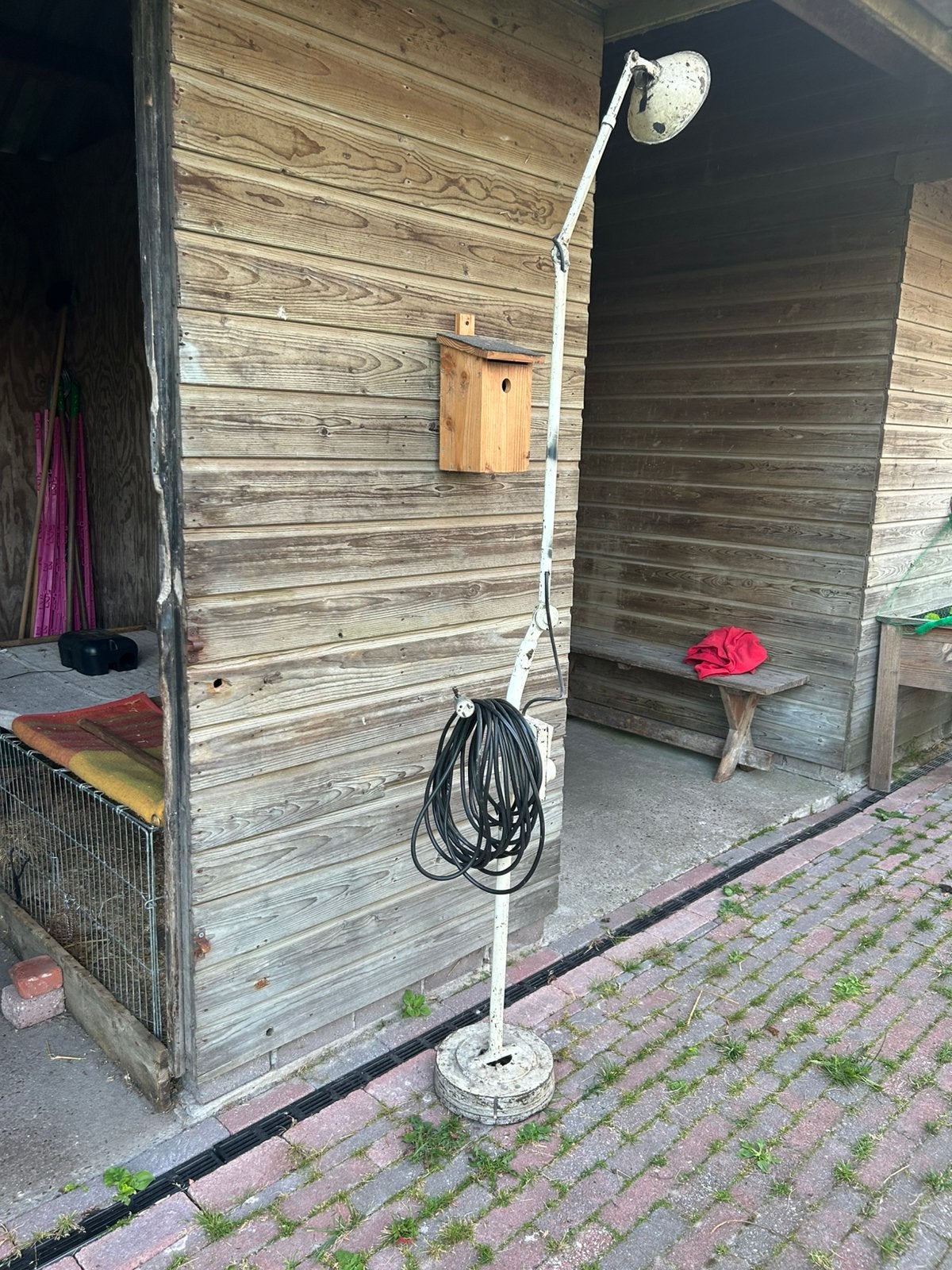 Antieke Franse stoere werkplaats lamp gekocht in Frankrijk, Ophalen
