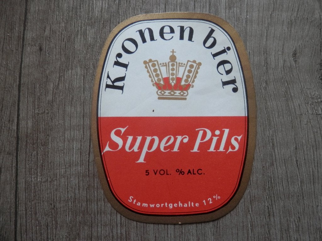 ouder bier etiket brouwerij de Kroon Kronen bier, Verzamelen, Ophalen of Verzenden, Zo goed als nieuw, Overige typen, Overige merken