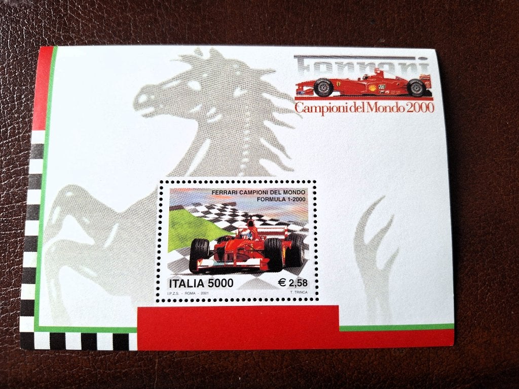 Italiaanse postzegel Formule 1 Ferrari Wereldkampioen, Ophalen of Verzenden, Nieuw, Formule 1