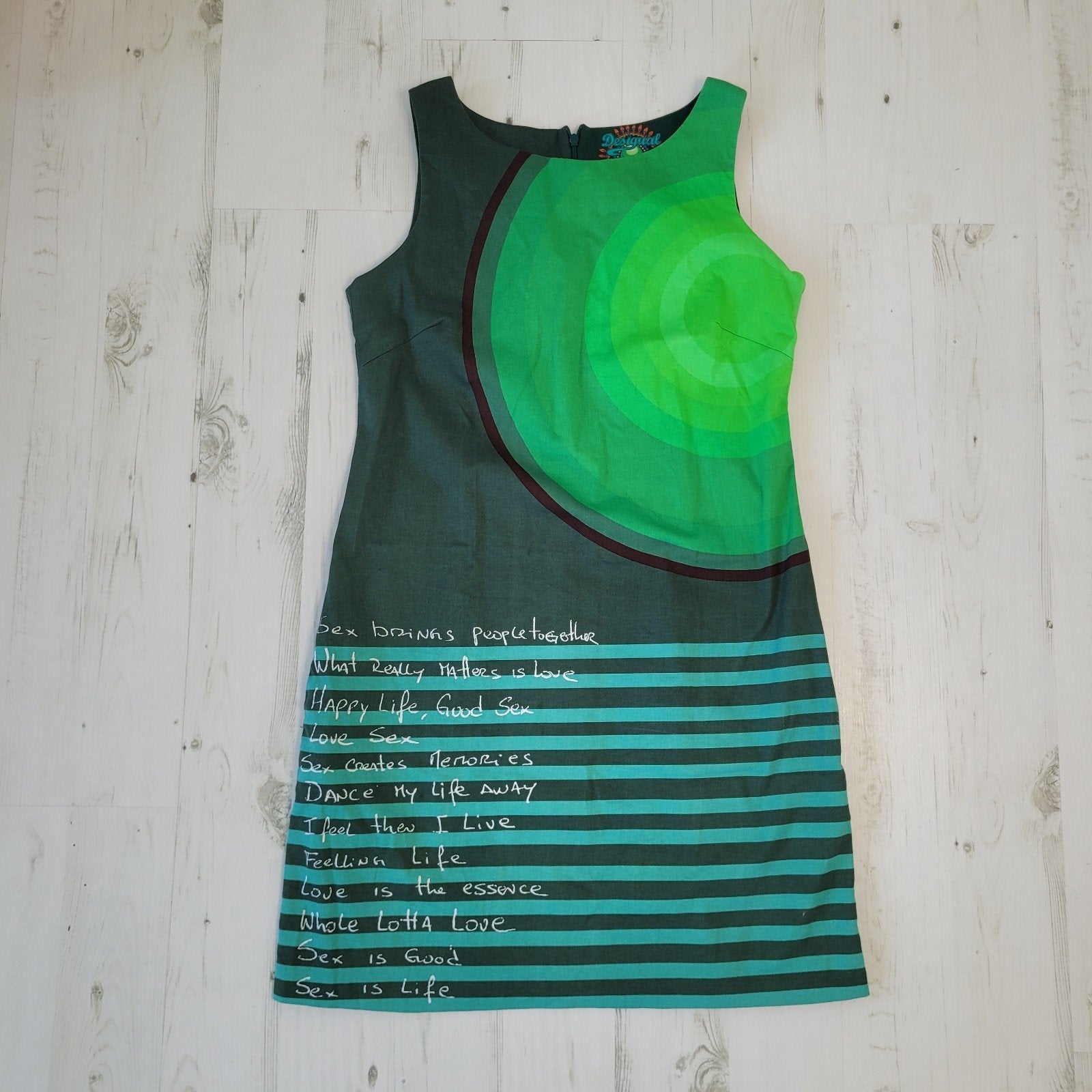 Desigual mouwloze shift jurk 38 licht donker groen zakken, Maat 38/40 (M), Ophalen of Verzenden, Zo goed als nieuw, Desigual
