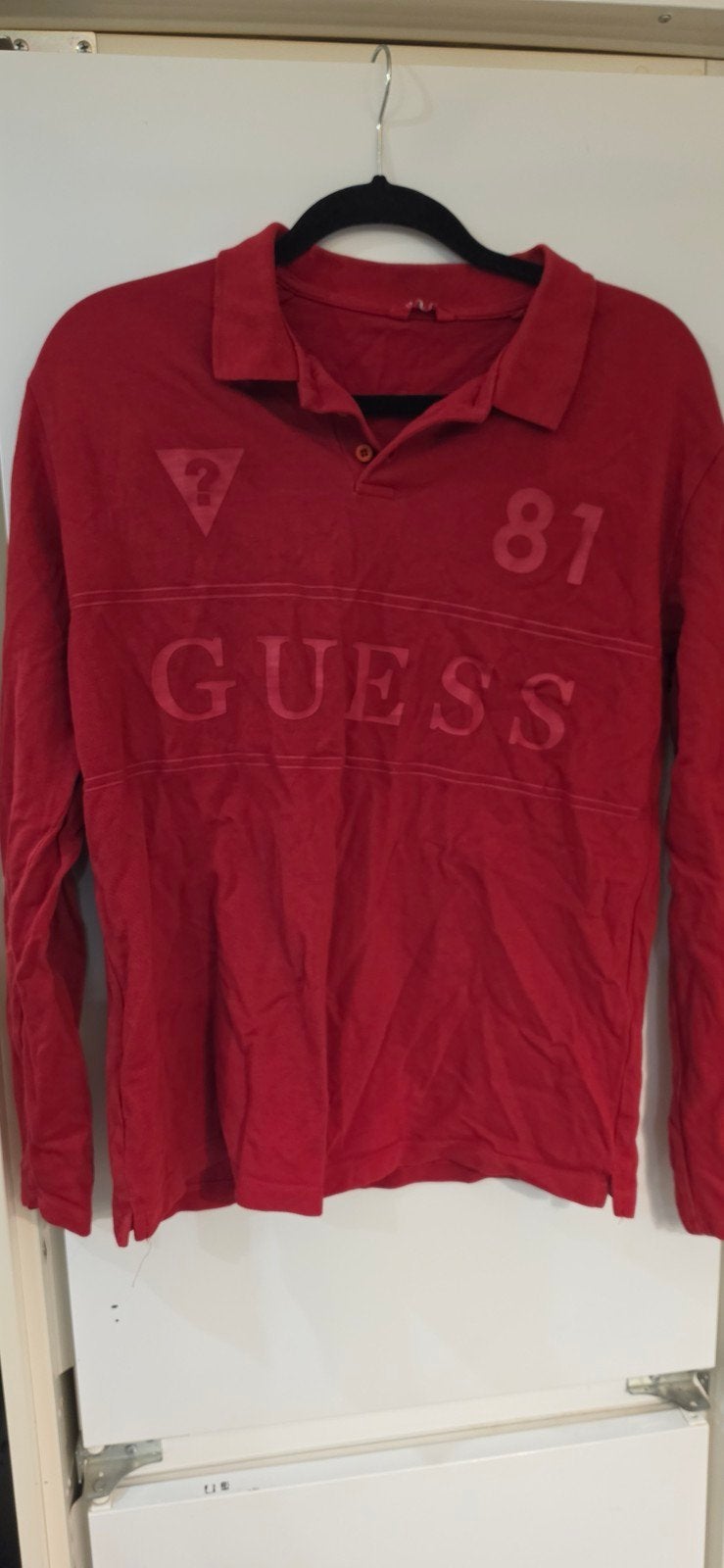 Guess longsleeve polo rood maat M, Ophalen of Verzenden