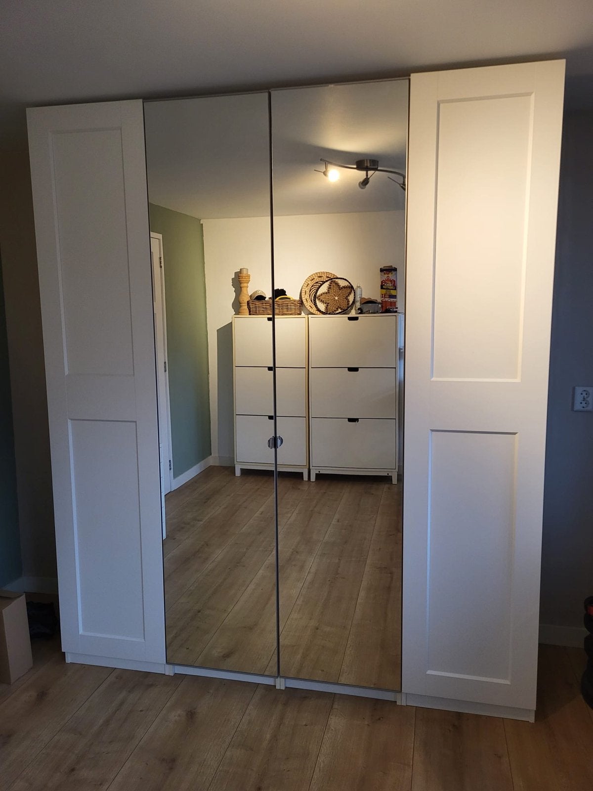 IKEA PAX Kledingkast (Wit) met Spiegels en Deuren, Ophalen, Met deur(en), Gebruikt, 200 cm of meer