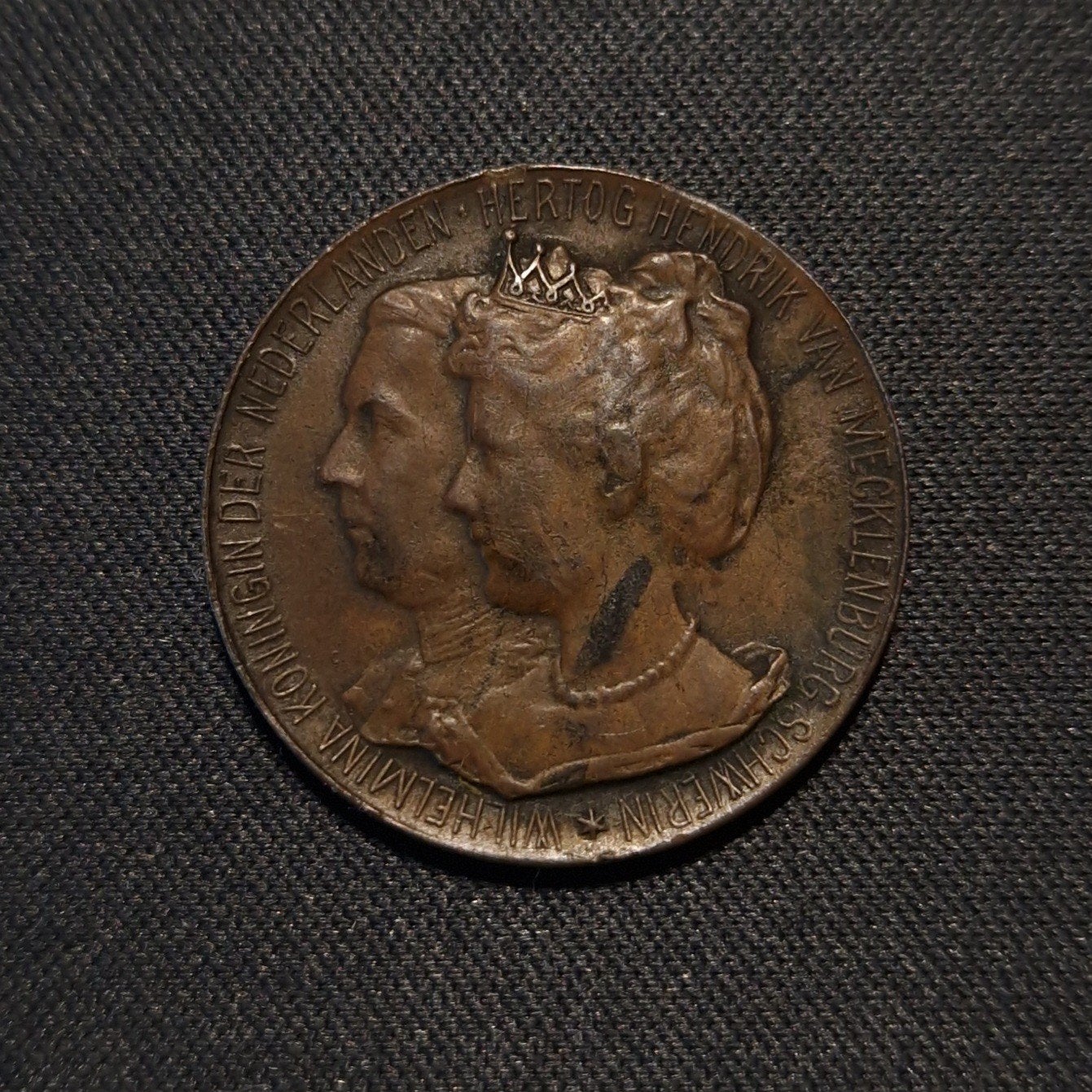 Penning huwelijk Wilhelmina en Hendrik, Verzenden, Brons, Nederland