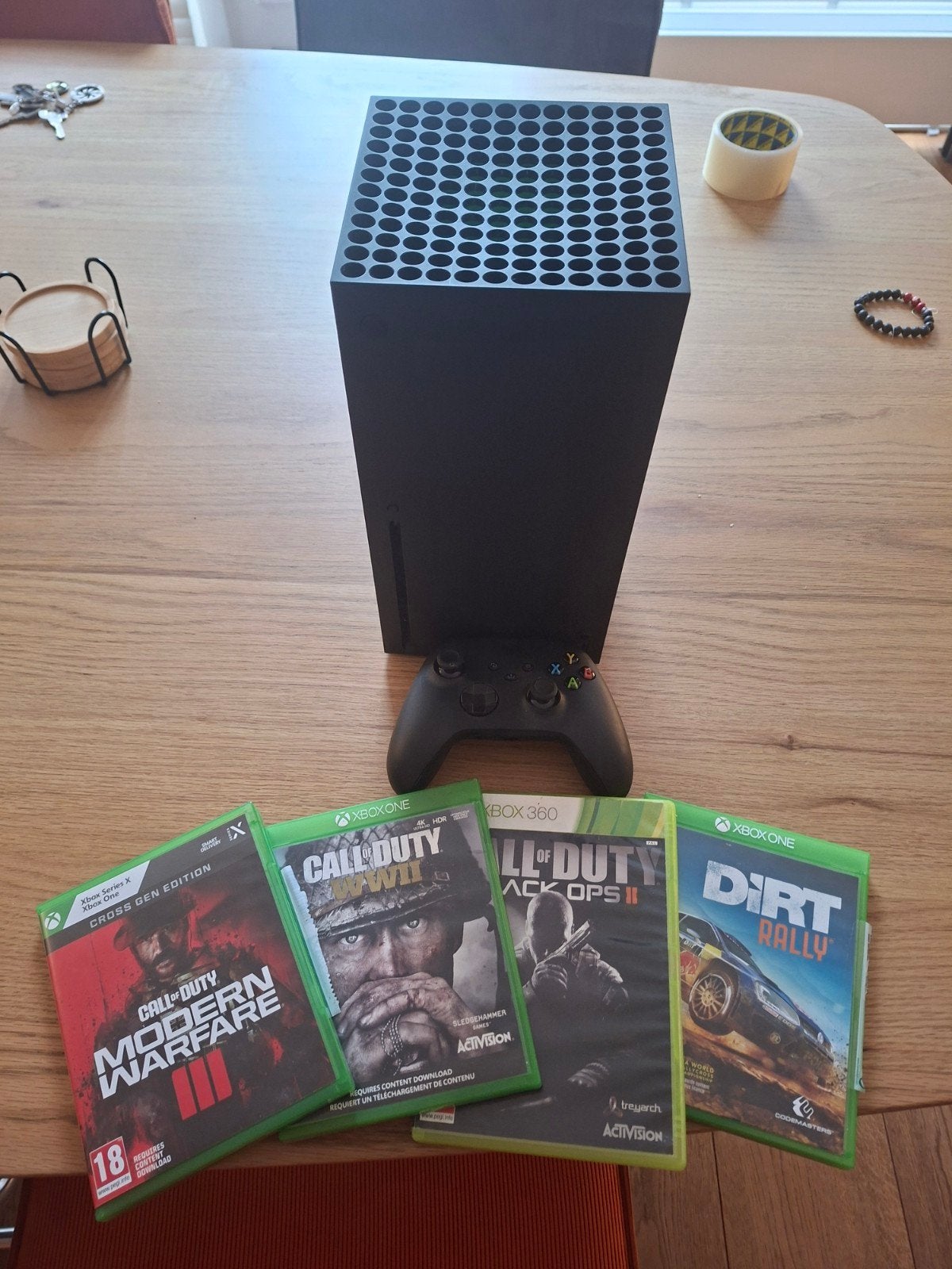 Xbox Series X met games en controller