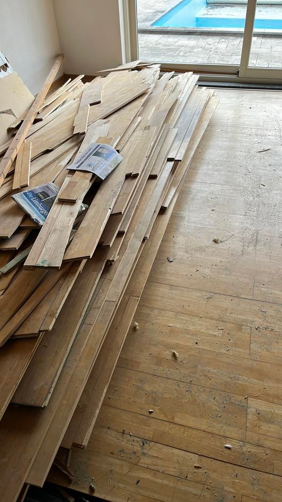 Oude houten vloer gratis af te halen, Doe-het-zelf en Verbouw, Hout en Planken, Ophalen, Gebruikt, Minder dan 25 mm, Plank