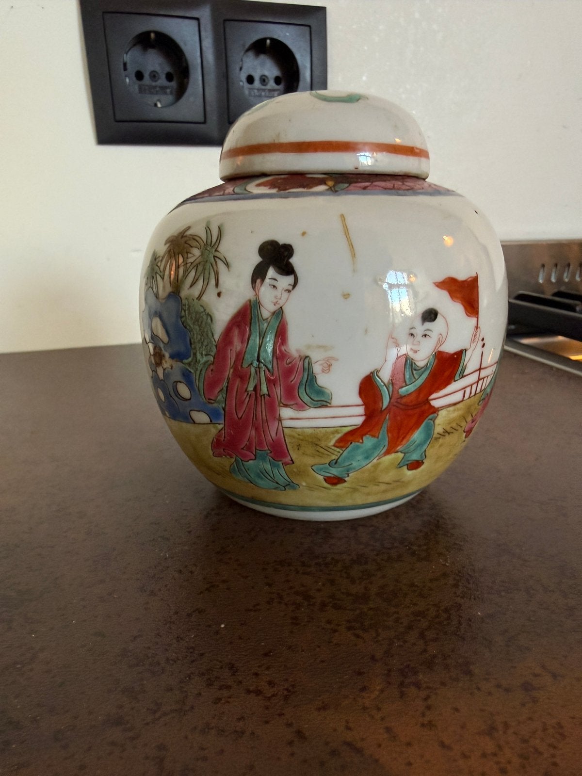 Vintage Chinese gemberpot met deksel, Antiek en Kunst, Ophalen of Verzenden