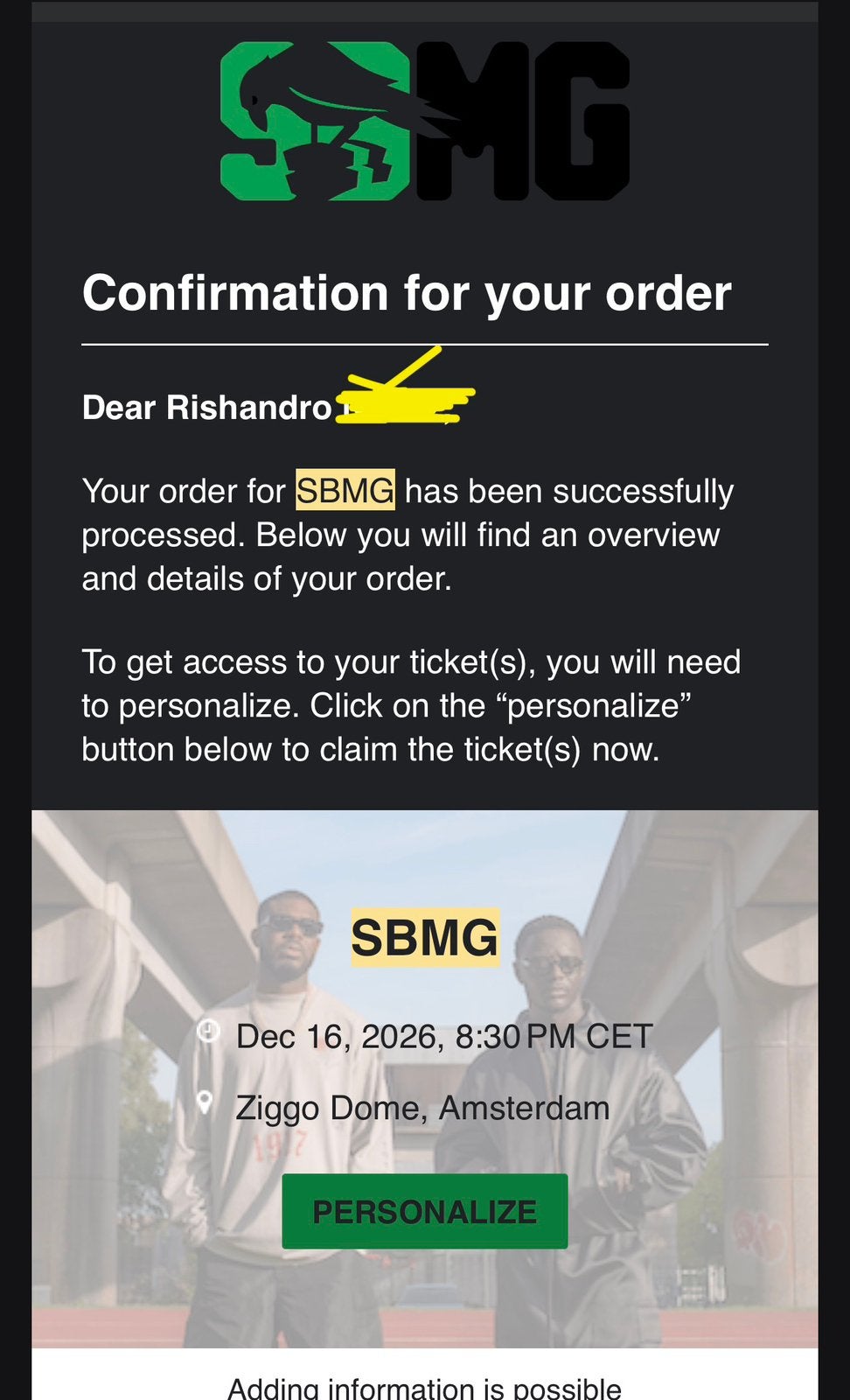 SBMG - Golden circle - 16 Dec, Tickets en Kaartjes, Eén persoon, December