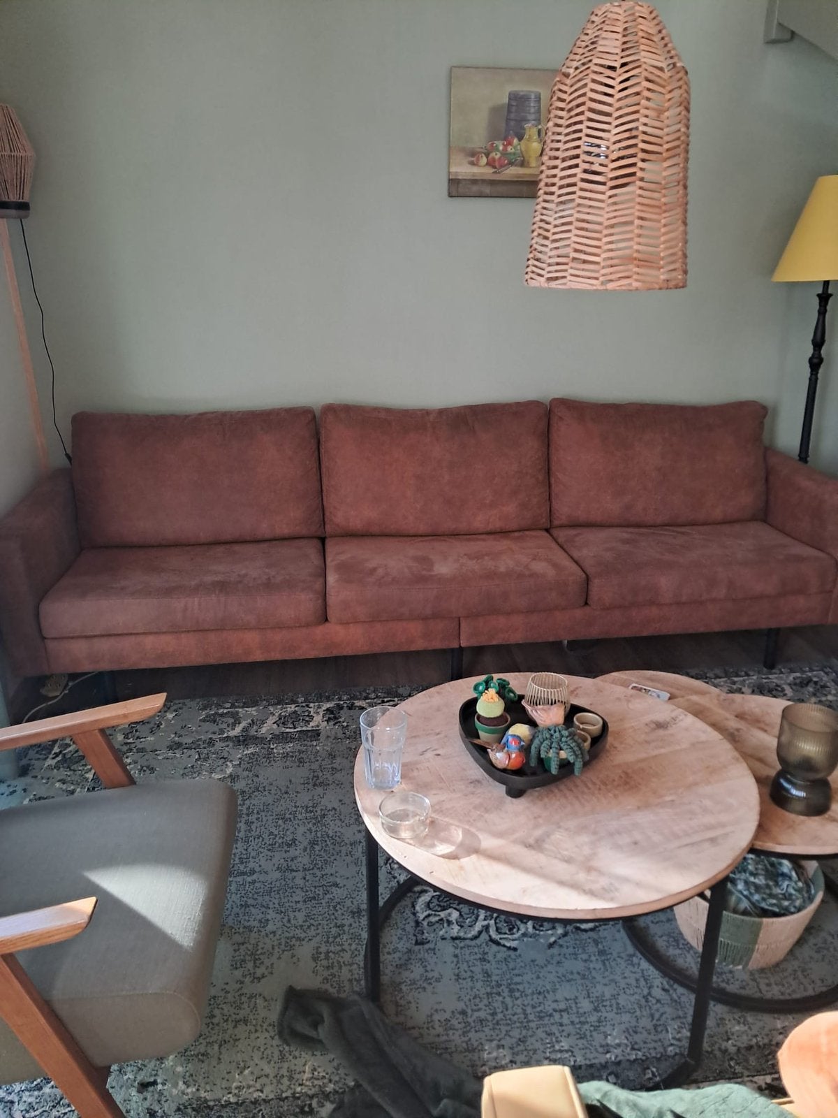Te koop cognac kleurige bank, Ophalen of Verzenden, Gebruikt
