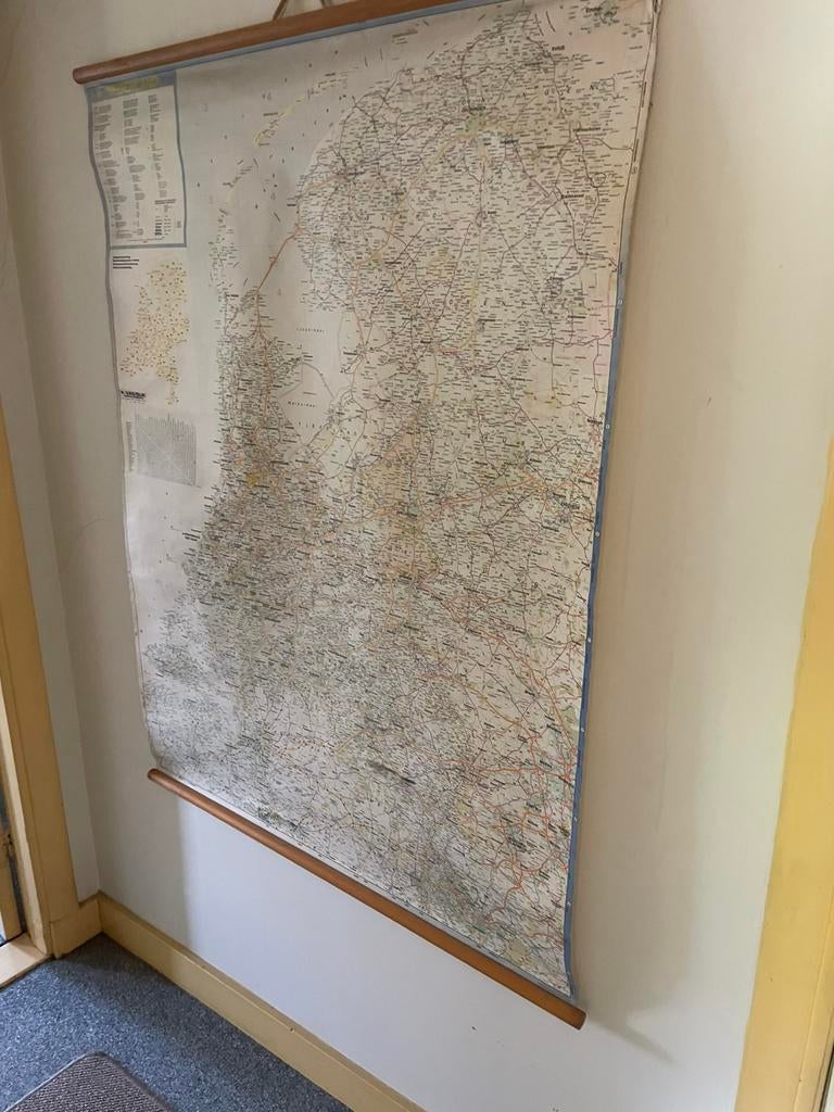 Oude landkaart Nederland, Ophalen, Zo goed als nieuw, 115 cm of meer