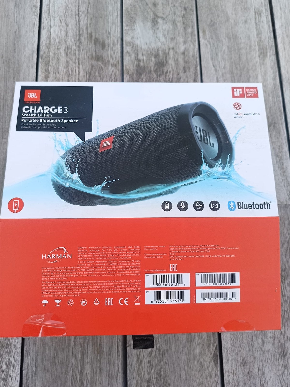 JBL Charge 3 Stealth Edition Draagbare Bluetooth Speaker, Audio, Tv en Foto, Luidsprekers, Ophalen, JBL, Zo goed als nieuw, Draagbare speaker